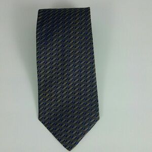 Dion Signature Blue Gold Silk Neck Tie 4"x56.5"